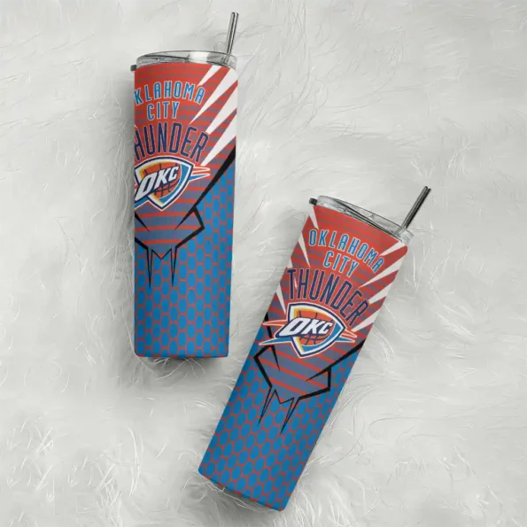 custom oklahoma city thunder chevron stripes blue skinny tumbler top rated.webp