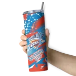 custom oklahoma city thunder helmet clash blue skinny tumbler best selling 1.webp