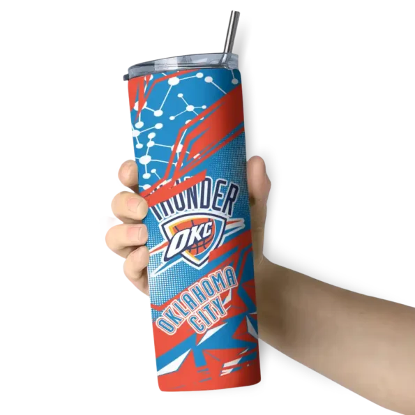 custom oklahoma city thunder helmet clash blue skinny tumbler premium grade.webp