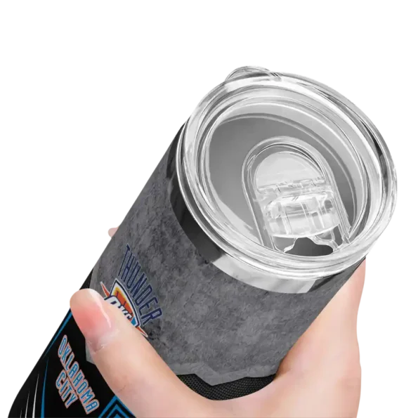 custom oklahoma city thunder hexagon honeycomb blue black skinny tumbler high quality.webp