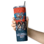 custom oklahoma city thunder kiss band orange skinny tumbler best selling 1.webp