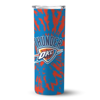 custom oklahoma city thunder metallic grid blue skinny tumbler best selling 1.webp