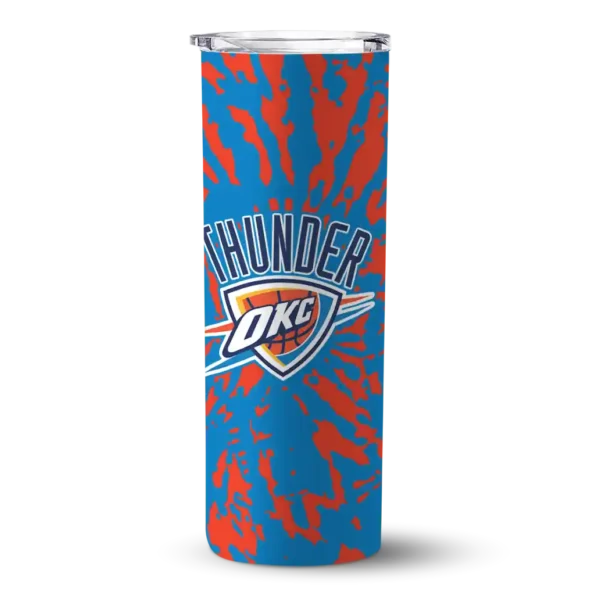custom oklahoma city thunder metallic grid blue skinny tumbler best selling 1.webp
