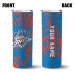 custom oklahoma city thunder metallic grid blue skinny tumbler best selling 1.webp