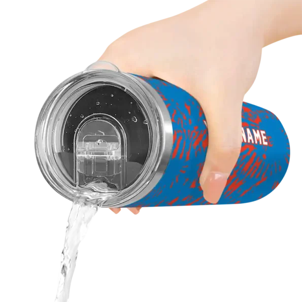 custom oklahoma city thunder metallic grid blue skinny tumbler latest model.webp