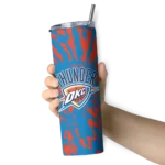 custom oklahoma city thunder metallic grid blue skinny tumbler best selling 1.webp