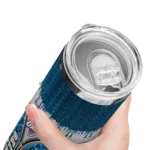 custom oklahoma city thunder sparkle drip blue skinny tumbler best selling 1.webp