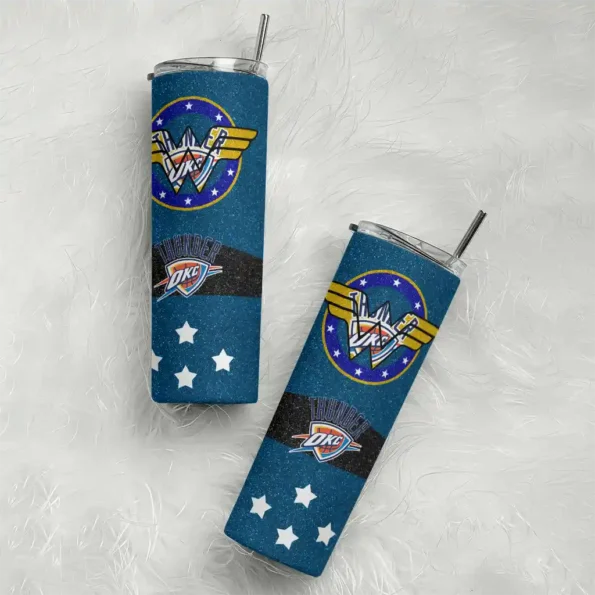 custom oklahoma city thunder star cluster blue skinny tumbler top rated.webp