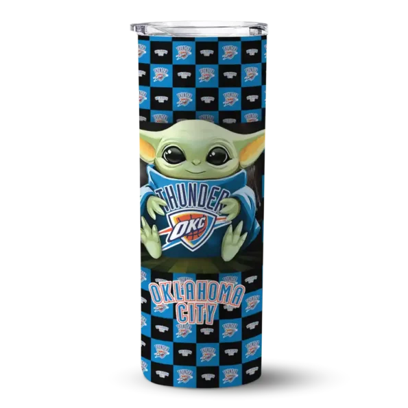 custom oklahoma city thunder yoda cozy blue black skinny tumbler best selling 1.webp