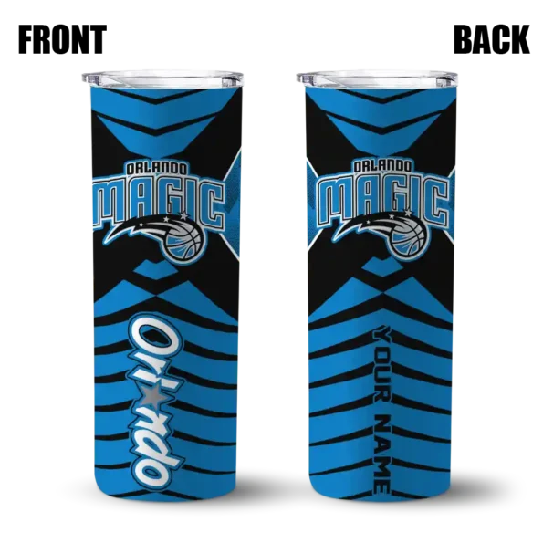 custom orlando magic camo texture blue skinny tumbler fashion forward.webp