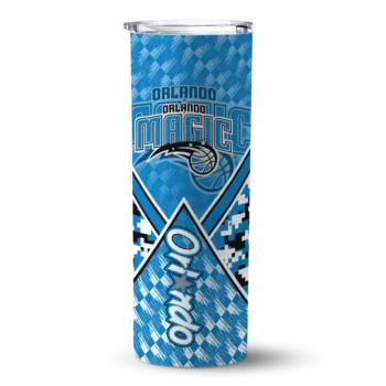 custom orlando magic monogram burst blue white skinny tumbler best selling 1.webp