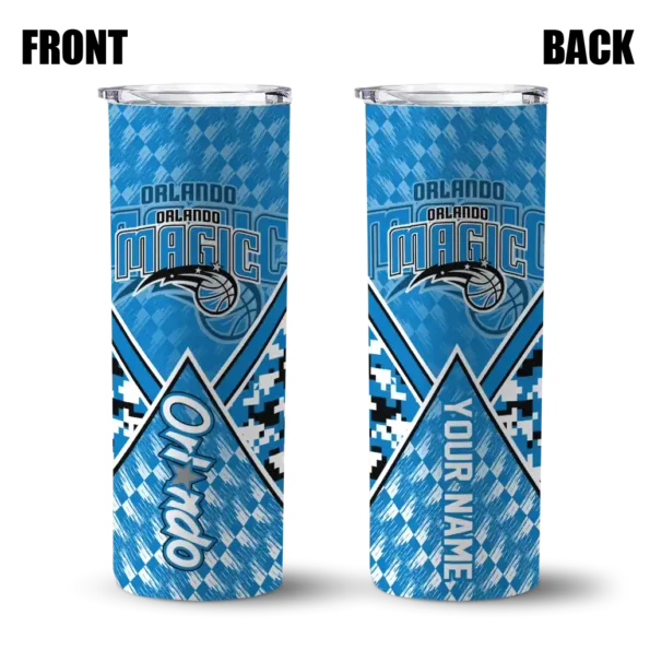 custom orlando magic monogram burst blue white skinny tumbler fashion forward.webp