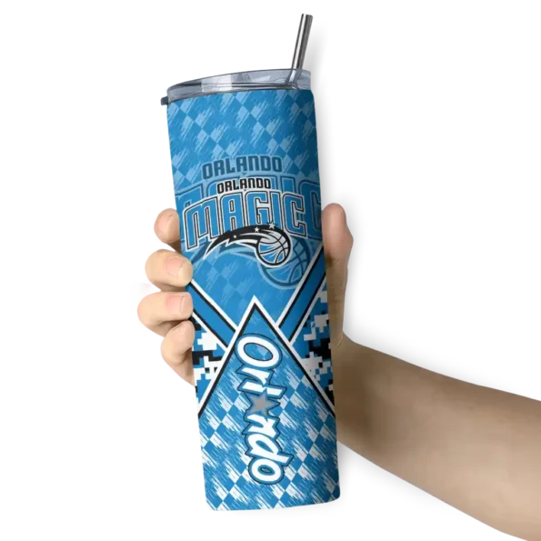 custom orlando magic monogram burst blue white skinny tumbler premium grade.webp