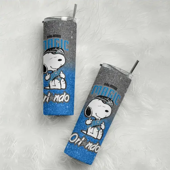 custom orlando magic snoopy attitude blue skinny tumbler top rated.webp