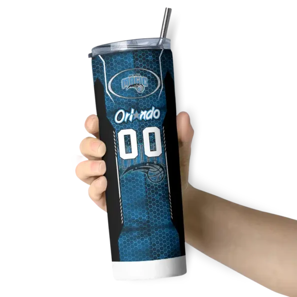 custom orlando magic stacked diamond blue skinny tumbler premium grade.webp
