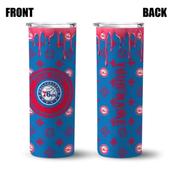 custom philadelphia 76ers camo streak blue skinny tumbler fashion forward.webp