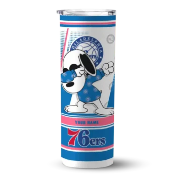 custom philadelphia 76ers snoopy dog blue white skinny tumbler best selling.webp