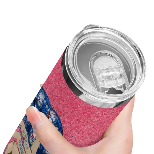 custom philadelphia 76ers sparkle lips blue skinny tumbler high quality.webp
