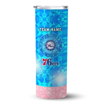 custom philadelphia 76ers starburst tiles blue skinny tumbler best selling.webp