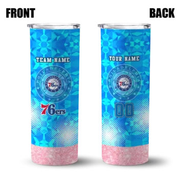custom philadelphia 76ers starburst tiles blue skinny tumbler fashion forward.webp