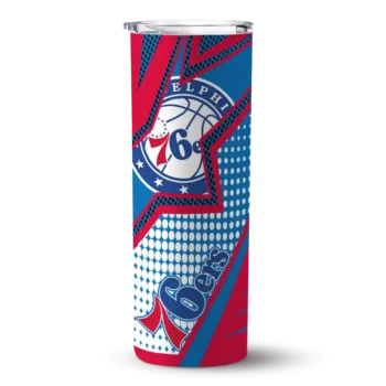 custom philadelphia 76ers web stripes blue white skinny tumbler best selling.webp