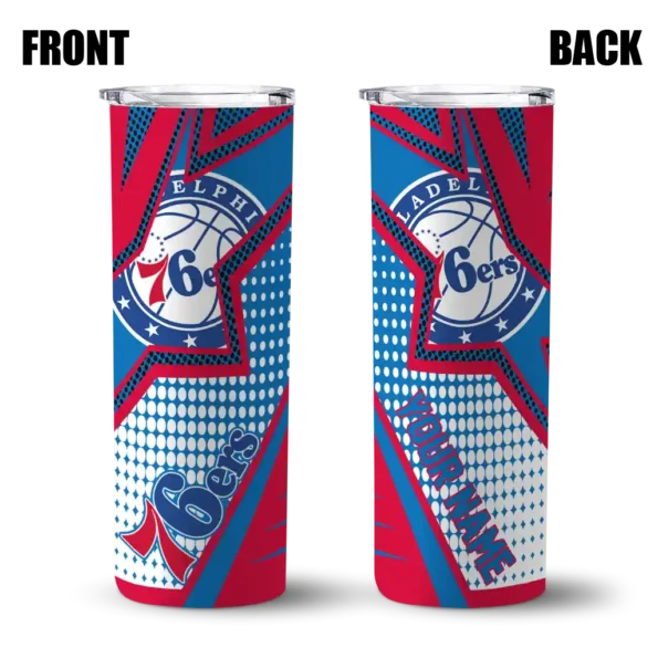 custom philadelphia 76ers web stripes blue white skinny tumbler fashion forward.webp