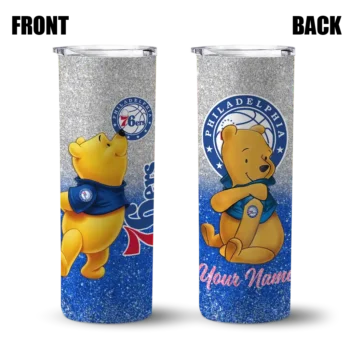 custom philadelphia 76ers winnie the pooh blue gray skinny tumbler fashion forward.webp
