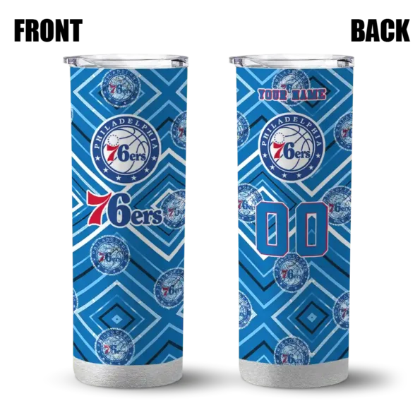 custom philadelphia 76ers zipper leopard blue skinny tumbler fashion forward.webp