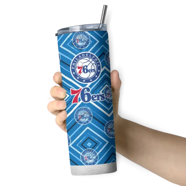 custom philadelphia 76ers zipper leopard blue skinny tumbler premium grade.webp