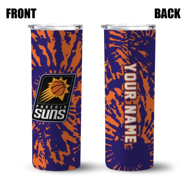 custom phoenix suns metallic grid purple skinny tumbler fashion forward.webp