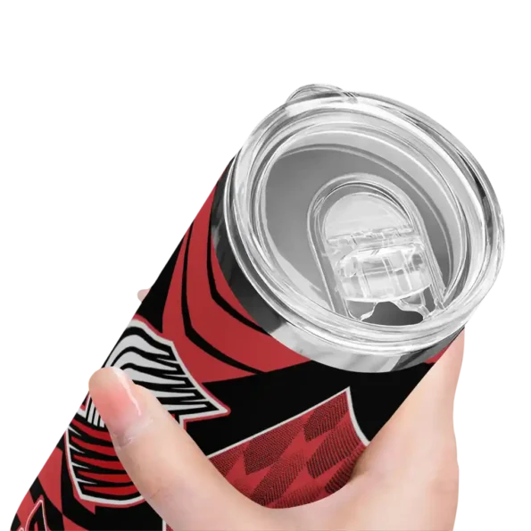 custom portland trail blazers camo texture red skinny tumbler high quality.webp