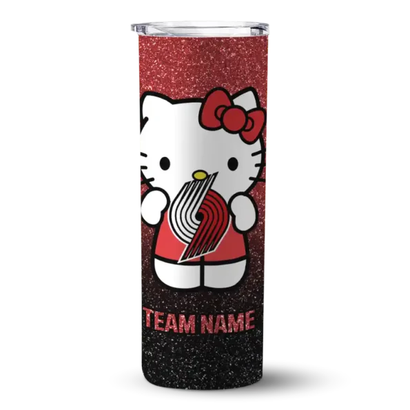 custom portland trail blazers hello kitty red black skinny tumbler best selling 1.webp