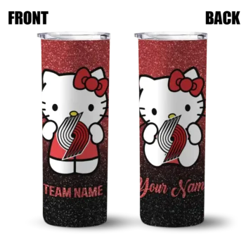 custom portland trail blazers hello kitty red black skinny tumbler fashion forward 1.webp