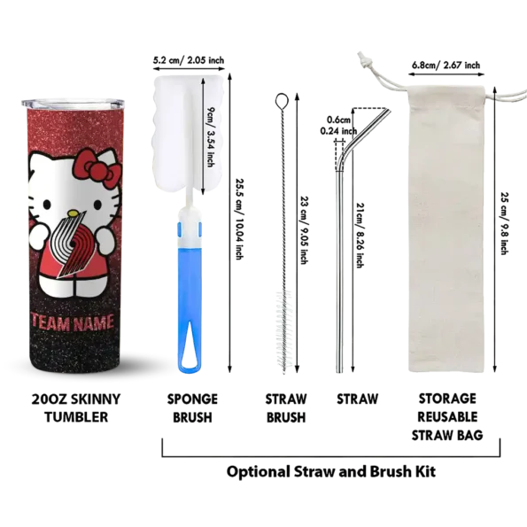 custom portland trail blazers hello kitty red black skinny tumbler new arrival.webp