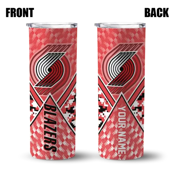 custom portland trail blazers monogram burst red white skinny tumbler fashion forward.webp