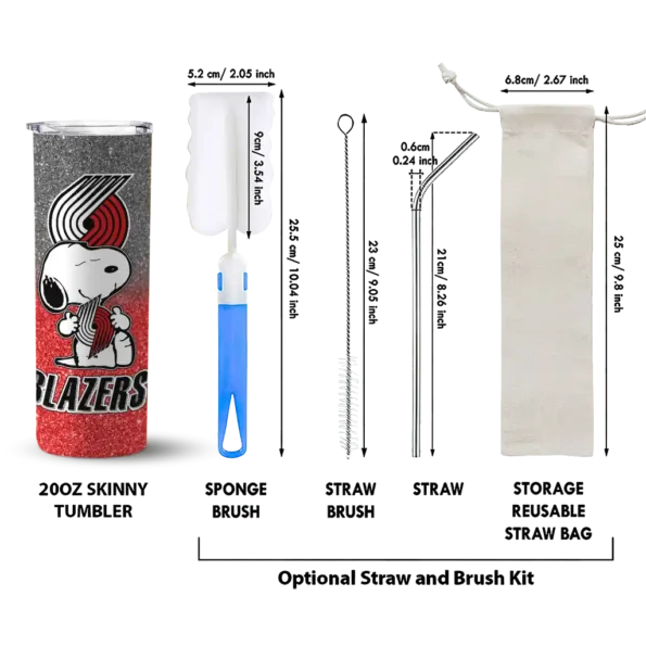 custom portland trail blazers snoopy attitude red skinny tumbler new arrival.webp