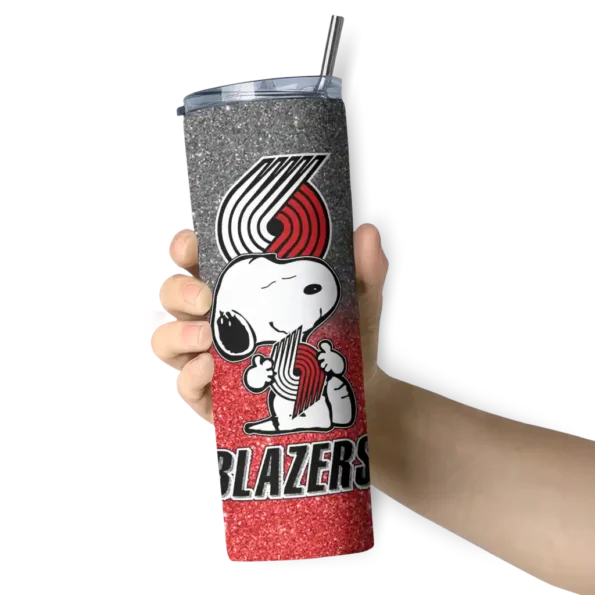 custom portland trail blazers snoopy attitude red skinny tumbler premium grade.webp