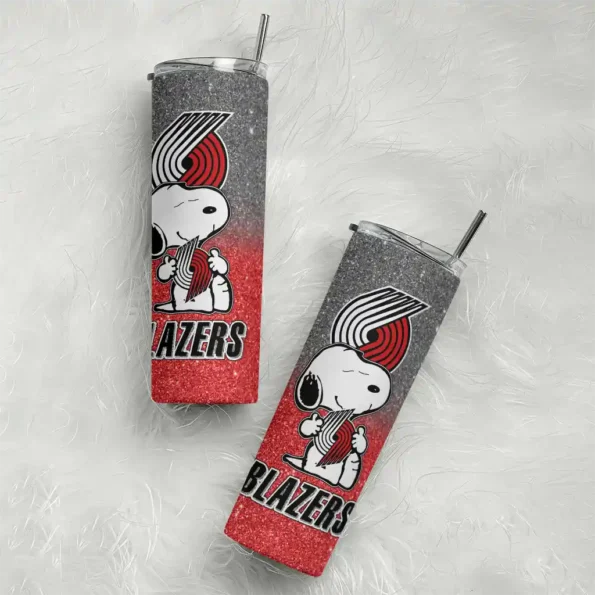 custom portland trail blazers snoopy attitude red skinny tumbler top rated.webp