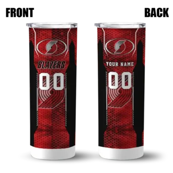 custom portland trail blazers stacked diamond red skinny tumbler fashion forward.webp