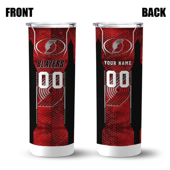 custom portland trail blazers stacked diamond red skinny tumbler fashion forward.webp