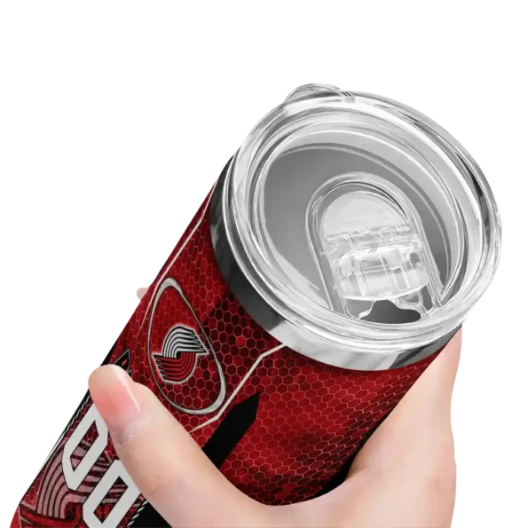 custom portland trail blazers stacked diamond red skinny tumbler high quality.webp