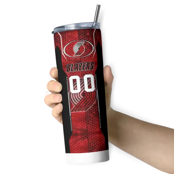 custom portland trail blazers stacked diamond red skinny tumbler premium grade.webp