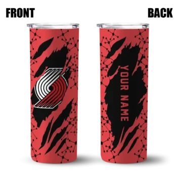 custom portland trail blazers star pop red black skinny tumbler fashion forward.webp