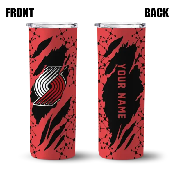 custom portland trail blazers star pop red black skinny tumbler fashion forward.webp