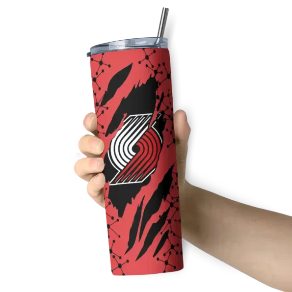 custom portland trail blazers star pop red black skinny tumbler premium grade.webp