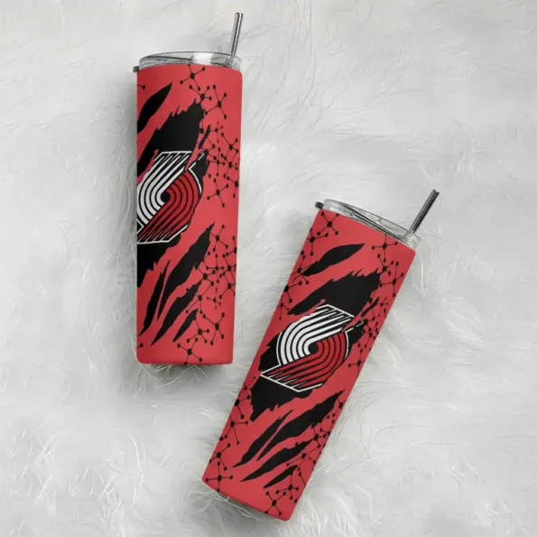 custom portland trail blazers star pop red black skinny tumbler top rated.webp