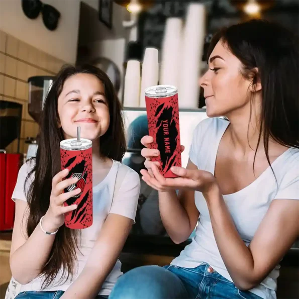 custom portland trail blazers star pop red black skinny tumbler trendy.webp