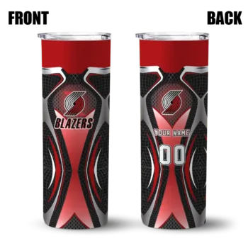 custom portland trail blazers superman emblem red black skinny tumbler fashion forward.webp