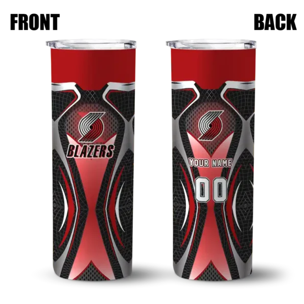 custom portland trail blazers superman emblem red black skinny tumbler fashion forward.webp