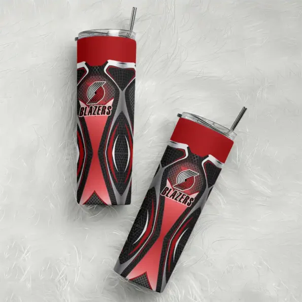 custom portland trail blazers superman emblem red black skinny tumbler top rated.webp